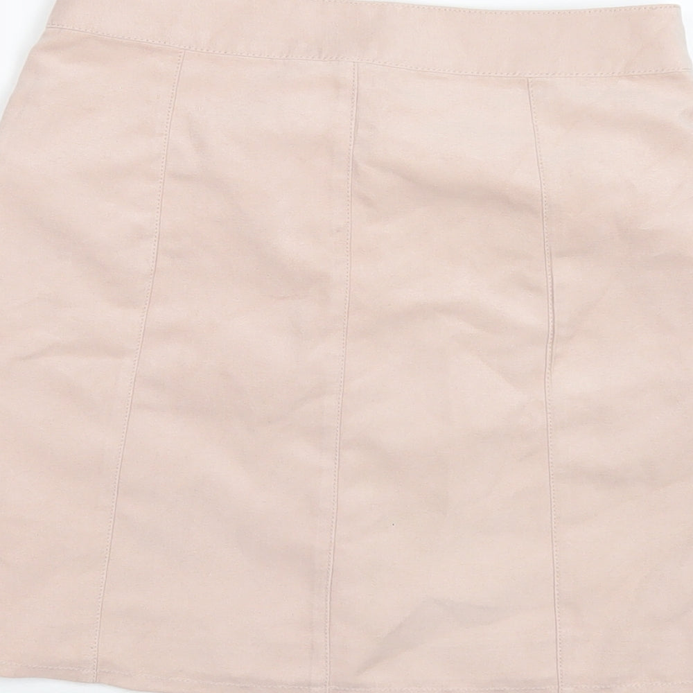 H&M Womens Pink Polyester A-Line Skirt Size 6 Snap