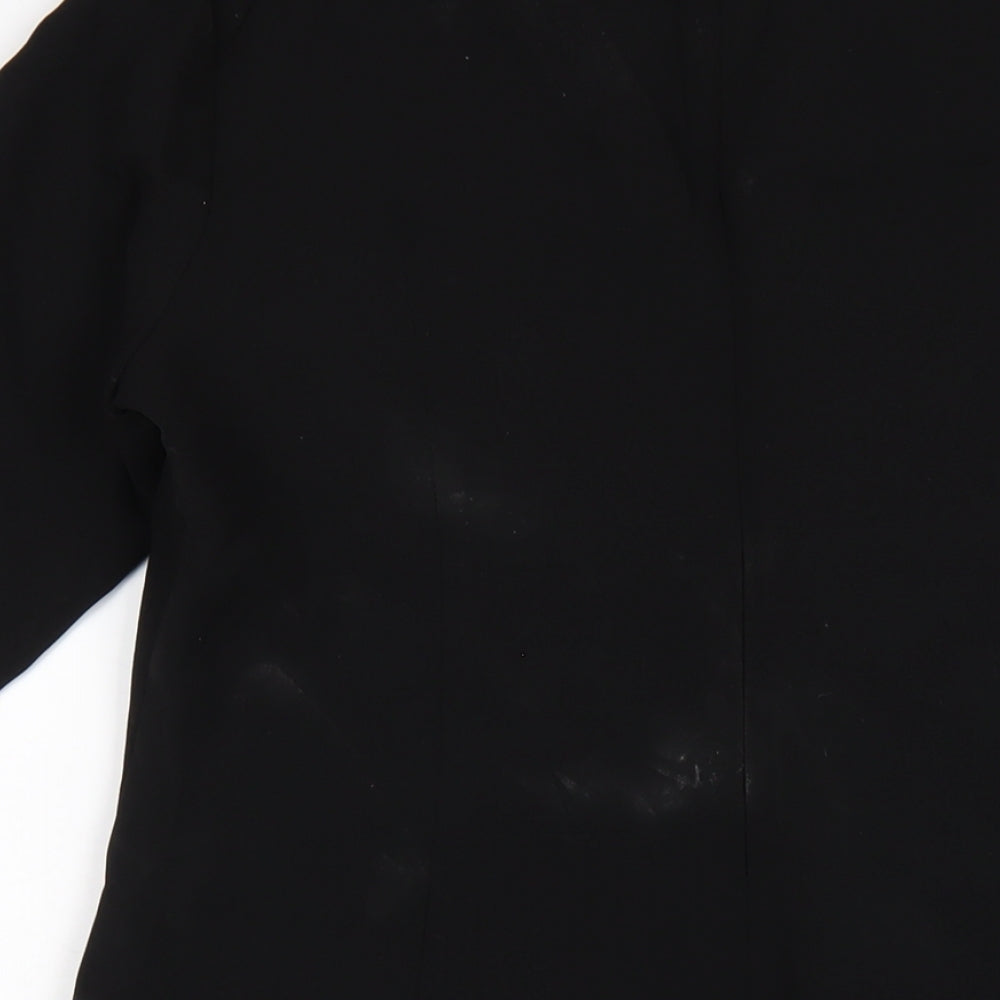 Marks and Spencer Womens Black Polyester A-Line Size 14 Round Neck Zip