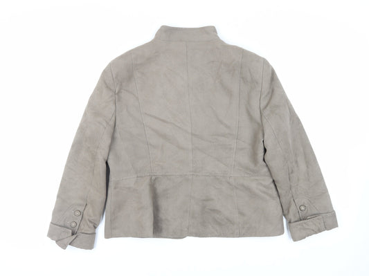 M&Co Womens Beige Jacket Size 18 Button - Suede Effect
