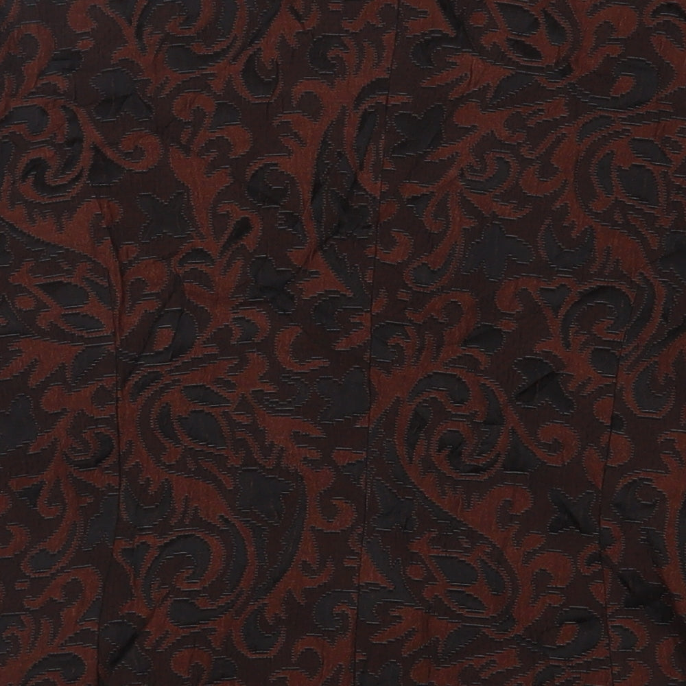 Message Womens Brown Paisley Jacket Blazer Size 14 Button