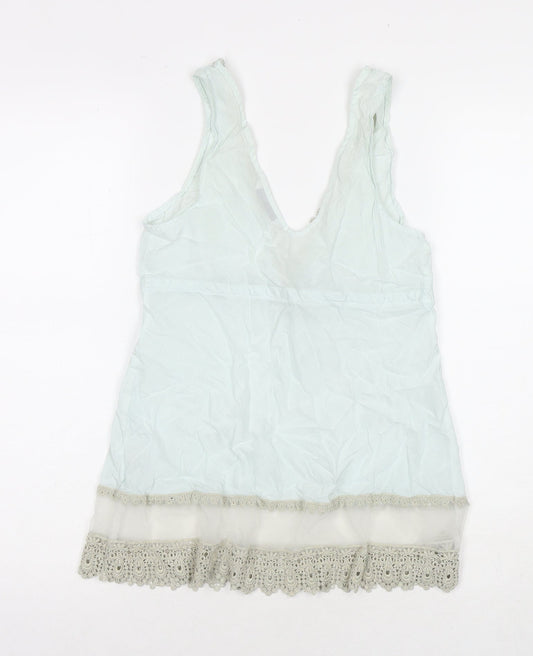 Autograph Womens Blue Cotton Basic Tank Size 10 V-Neck