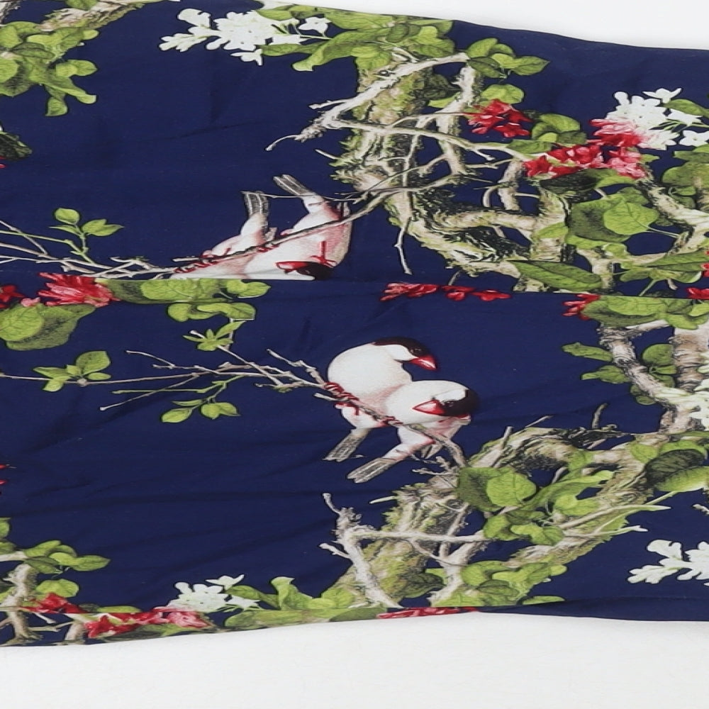 Jolie Moi Womens Multicoloured Floral Cotton Pencil Dress Size 10 Round Neck Zip - Birds