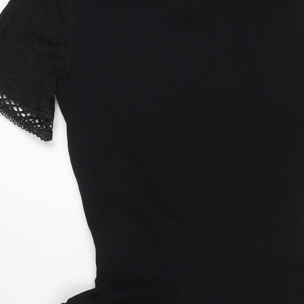 Dorothy Perkins Womens Black Geometric Cotton A-Line Size 8 Round Neck Pullover
