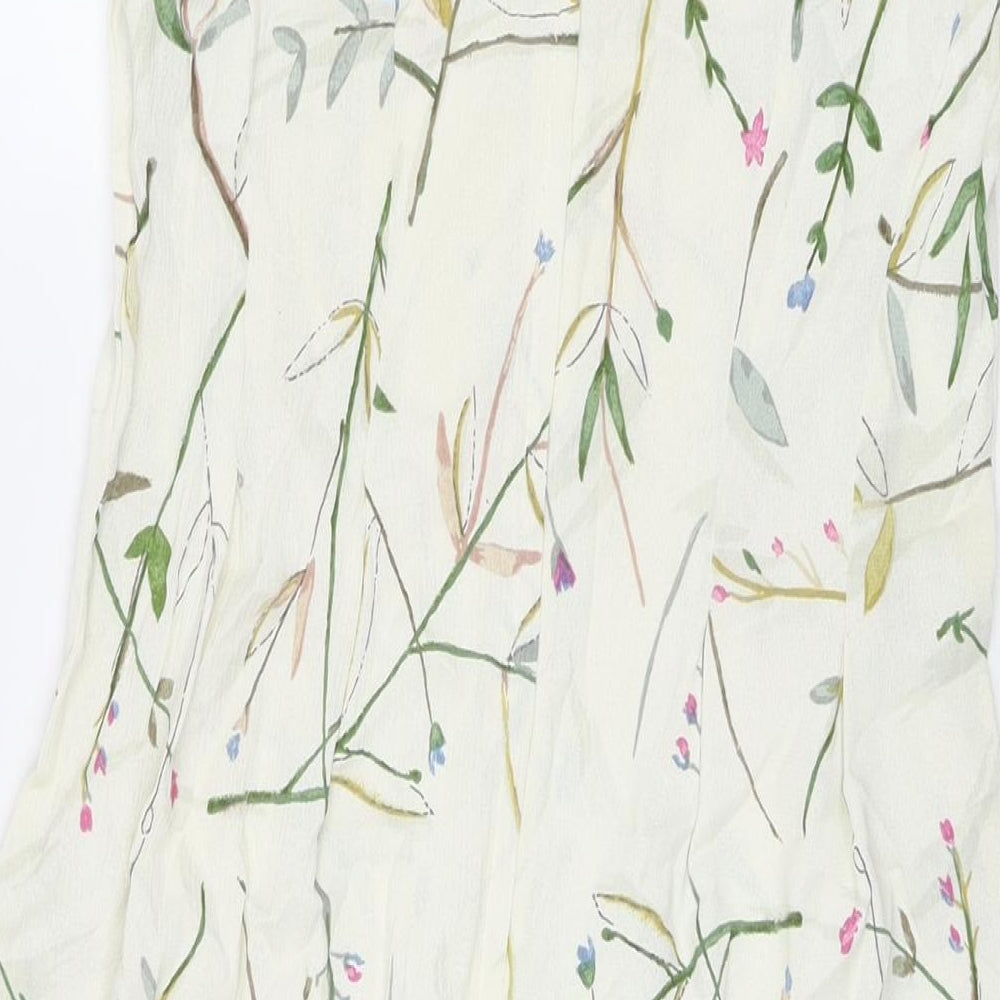 Monsoon Womens Beige Floral Polyester A-Line Size 10 Round Neck Zip