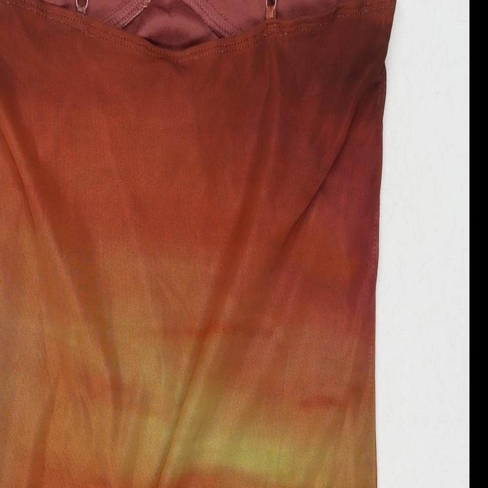 Motel Womens Brown Colourblock Polyester Mini Size L V-Neck Pullover