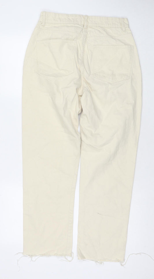 Denim & Co. Womens Ivory Cotton Cropped Jeans Size 12 L27 in Regular Zip