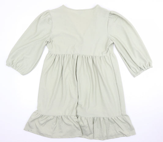 Miss Selfridge Womens Green Polyester Tunic Blouse Size 12 V-Neck