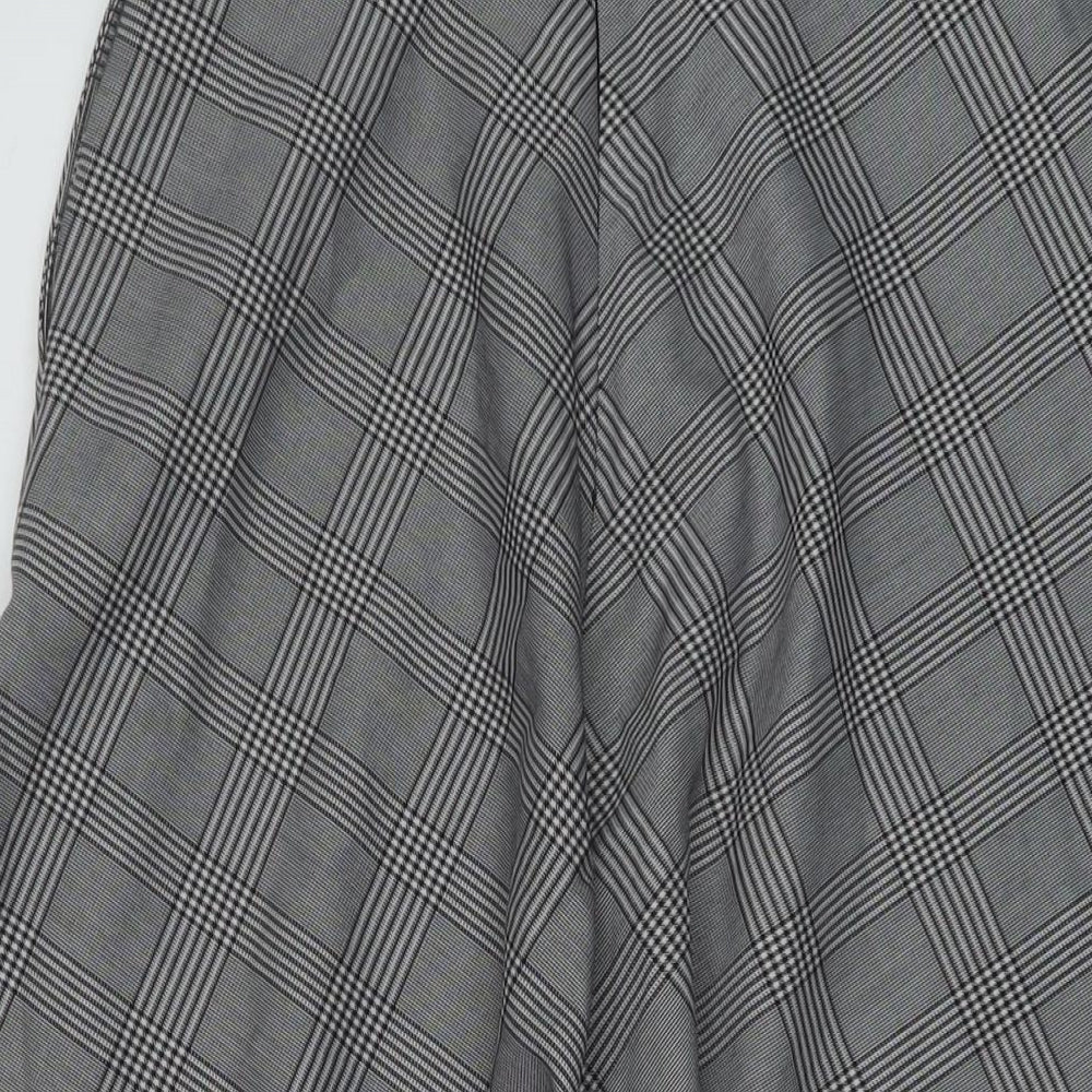 Marks and Spencer Womens Grey Plaid Polyester A-Line Skirt Size 6 Zip