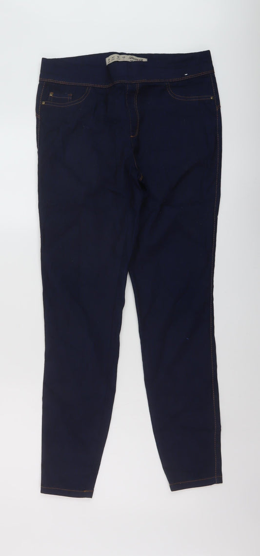 Additional front view of Denim & Co. women’s blue cotton jegging jeans, size UK 14, 28-inch leg regular