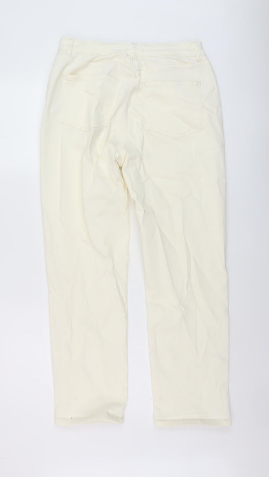 365 Denim Womens Ivory Cotton Straight Jeans Size 14 L28 in Regular Button