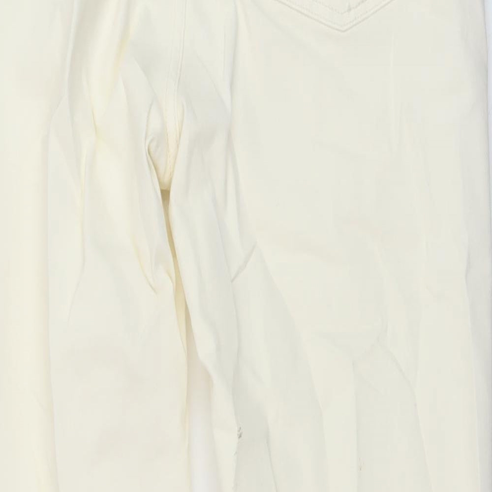 365 Denim Womens Ivory Cotton Straight Jeans Size 14 L28 in Regular Button
