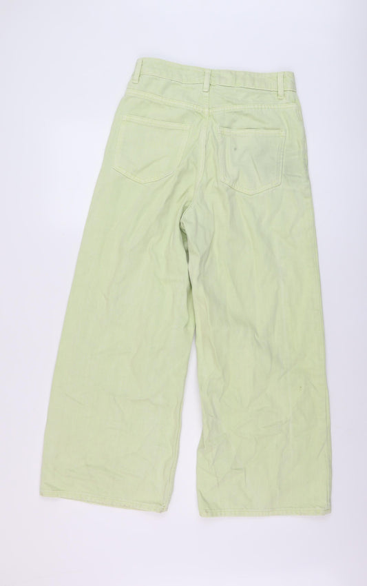 ASOS Womens Green Cotton Wide-Leg Jeans Size 26 in L25 in Regular Button