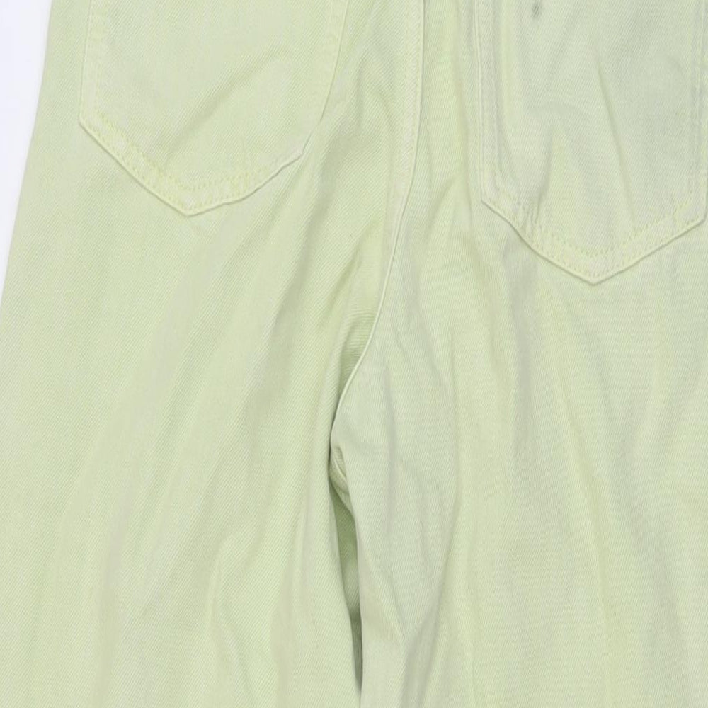 ASOS Womens Green Cotton Wide-Leg Jeans Size 26 in L25 in Regular Button