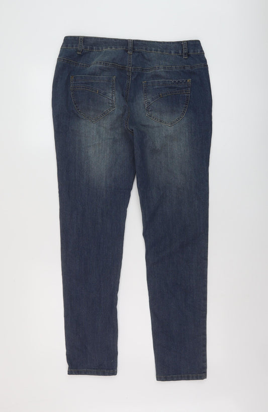 TU Womens Blue Cotton Skinny Jeans Size 14 L28 in Regular Button