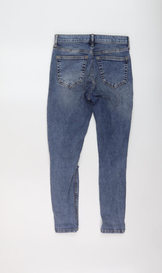 Topshop Womens Blue Cotton Skinny Jeans Size 26 in L24 in Regular Button