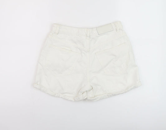 Noisy may Womens White Cotton Mom Shorts Size S L3 in Regular Button