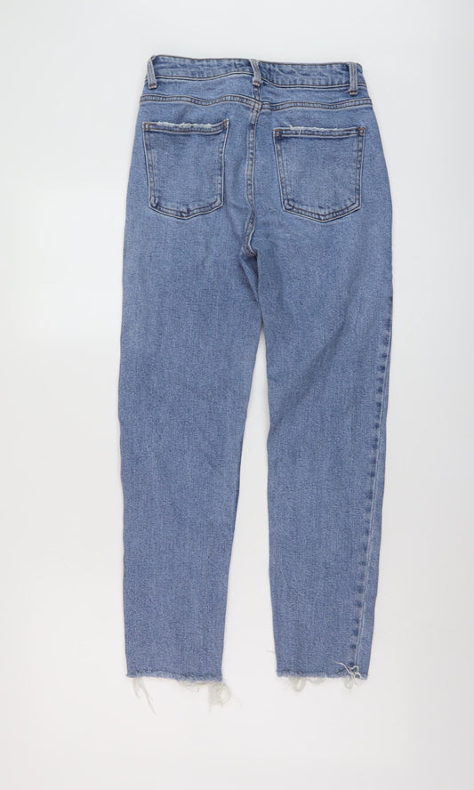 Denim & Co. Womens Blue Cotton Mom Jeans Size 8 L25 in Regular Button