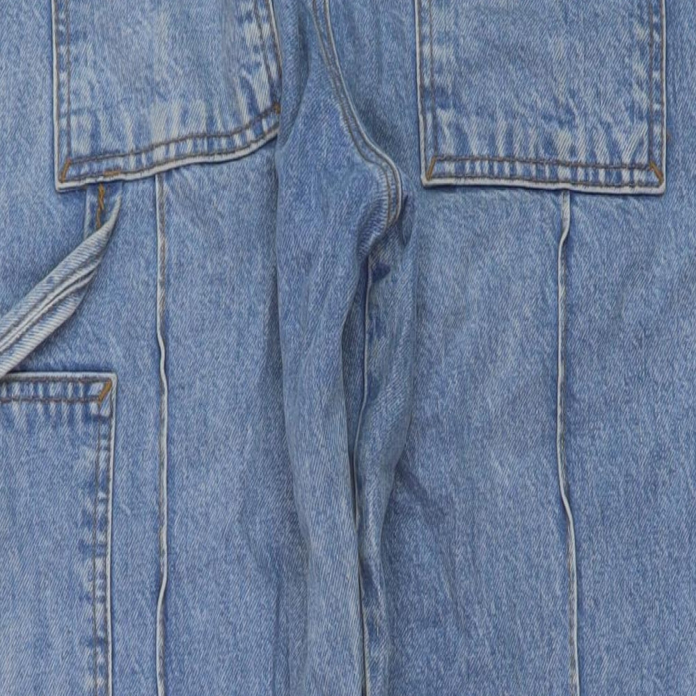 Zara Womens Blue Cotton Wide-Leg Jeans Size 30 in L32 in Regular Button