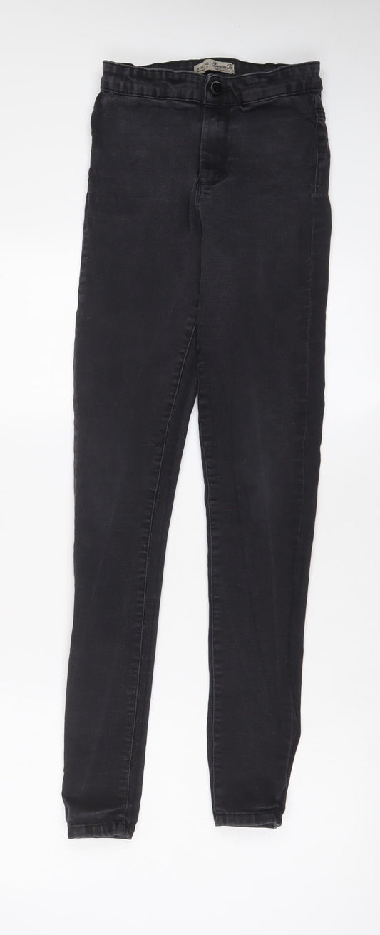 Additional front view of Denim & Co. women’s grey cotton skinny jeans, size UK 8, 29-inch leg regular zip