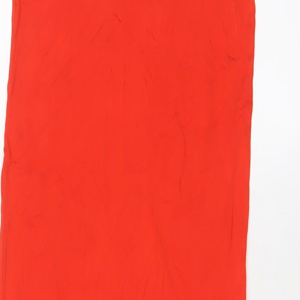H&M Womens Red Viscose A-Line Skirt Size XS
