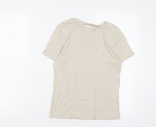 Womens UK Size XS Bonmarché Beige Basic T-Shirt