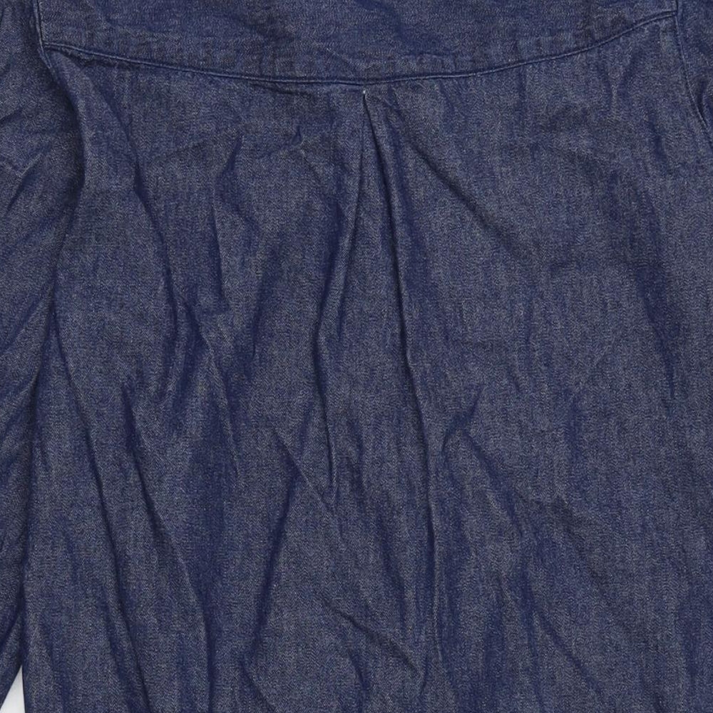 F&F Womens Blue Cotton A-Line Size 12 Crew Neck Button