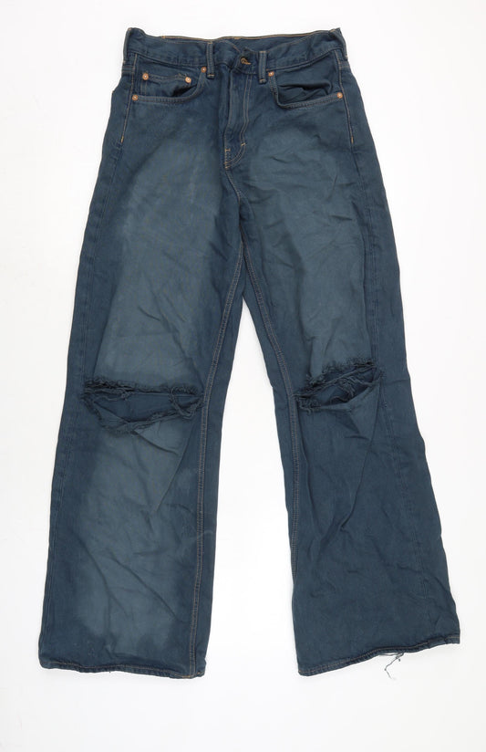Mens UK Size 30 in Beyond Regular Fit Flared Blue Jeans