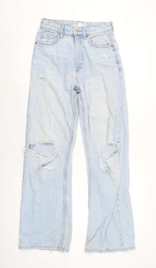 Womens UK Size 6 Berksha Regular Fit Wide-Leg Blue Jeans