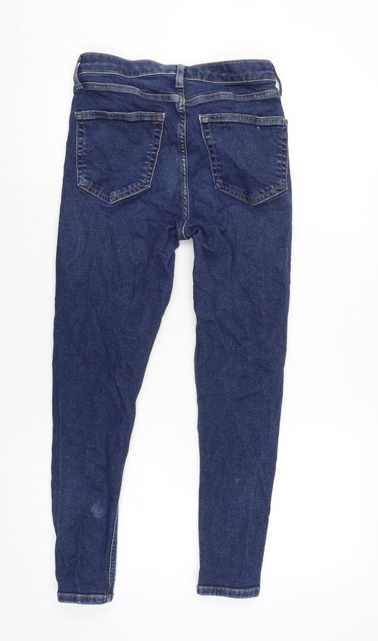Topshop Womens Blue Cotton Blend Tapered Jeans Size 26 in L24.5 in Regular Zip