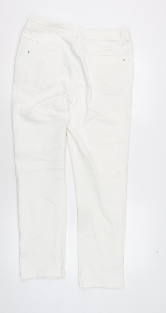 M&Co Womens Silver Cotton Blend Straight Jeans Size 12 L27 in Regular Zip