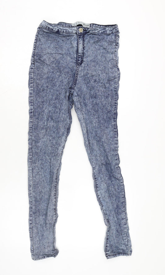 Additional front view of Denim & Co. women’s blue cotton blend skinny jeans, size UK 14, 28-inch leg regular zip