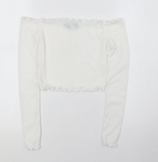 Womens UK Size 6 PRETTYLITTLETHING White Basic Blouse