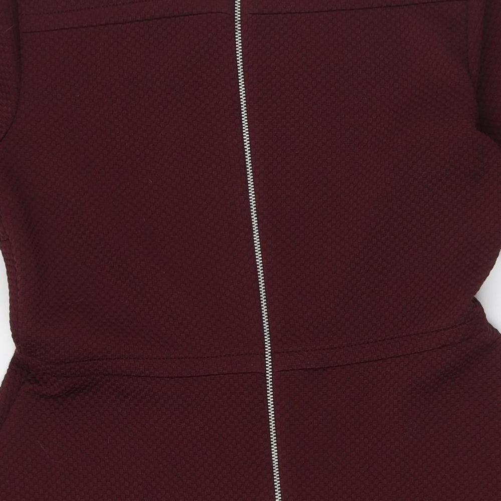 Debenhams Womens Red Polyester A-Line Size 12 Round Neck Zip