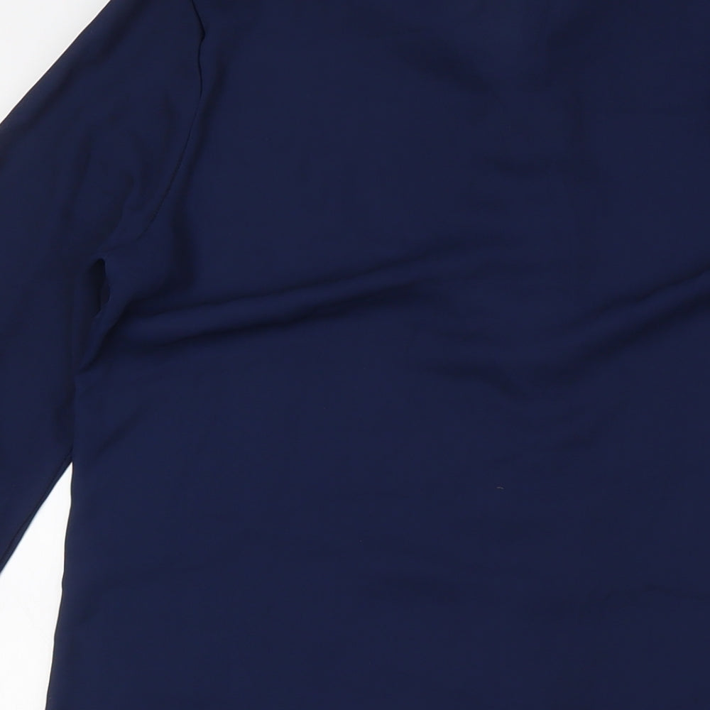 Dress Spot Womens Blue Polyester A-Line Size M Mock Neck Tie - Crochet Trim