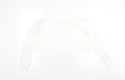 FOREVER 21 Womens White Viscose Basic T-Shirt Size M Off the Shoulder