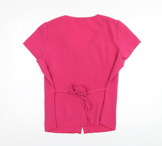 Womens UK Size 16 Classic Pink Basic Button-Up