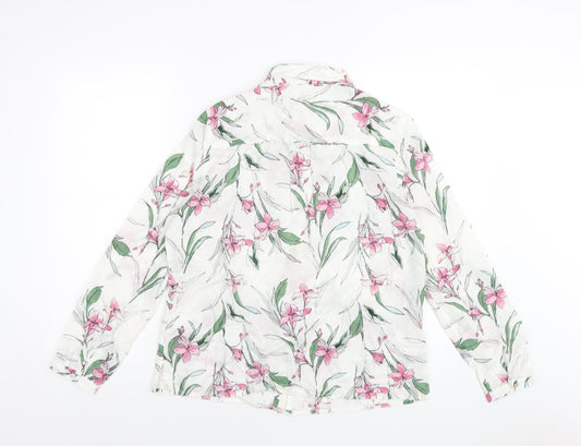 Womens UK Size 12 Classic White Basic Button-Up