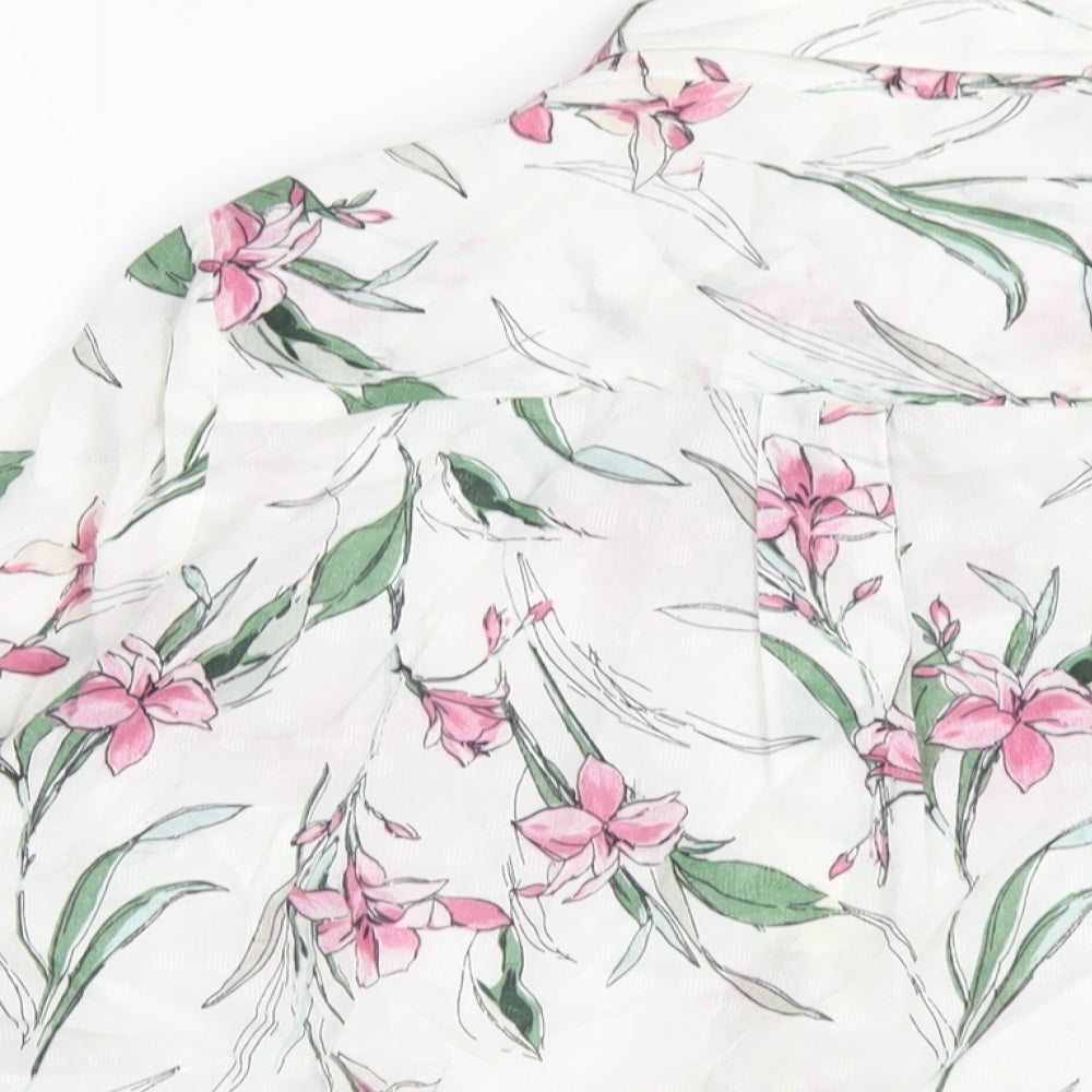 Womens UK Size 12 Classic White Basic Button-Up