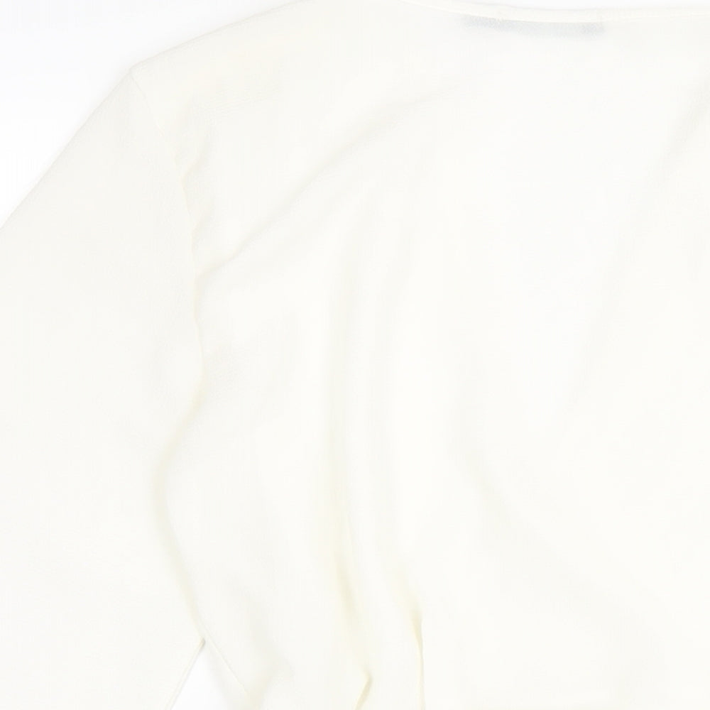 Boohoo Womens White Polyester Wrap Blouse Size 14 V-Neck