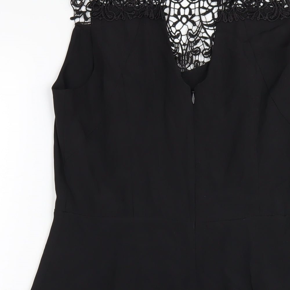 Oasis Womens Black Polyester A-Line Size 12 Round Neck Zip