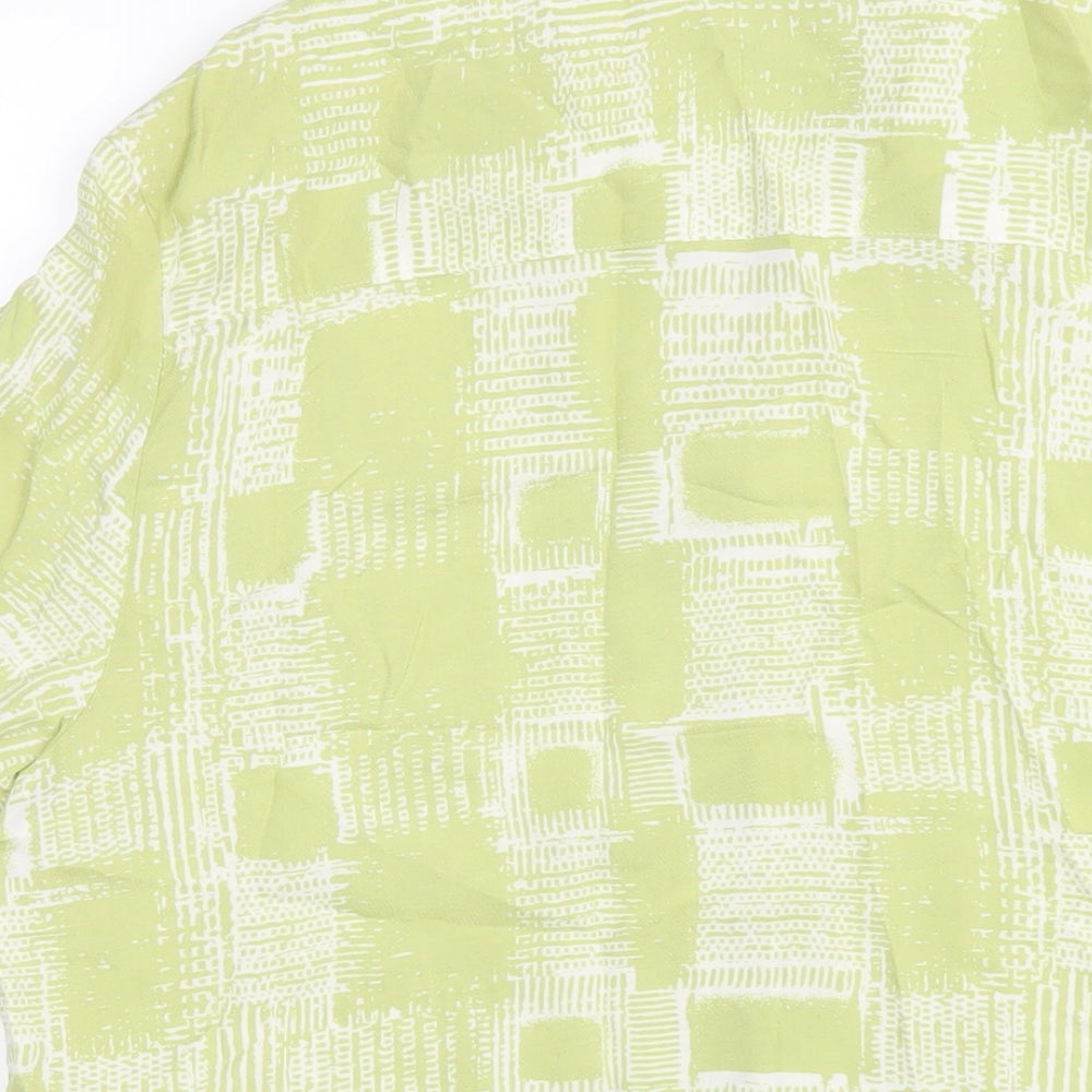 ASOS Mens Green Geometric Viscose Button-Up Size S Collared Button