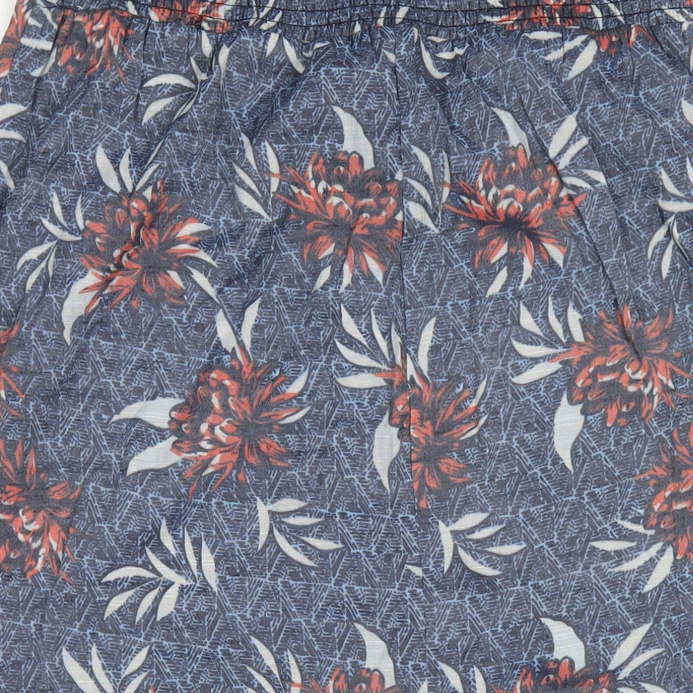 Klass Womens Blue Floral Polyester A-Line Skirt Size 14