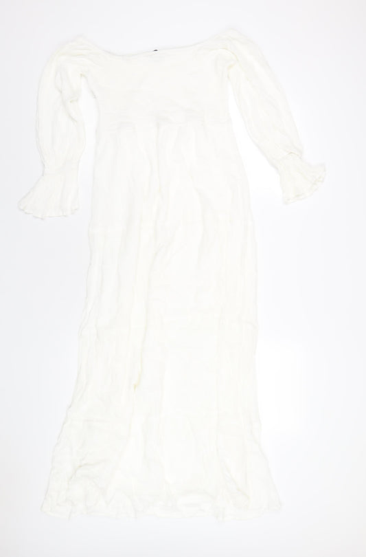 In the Style Womens White Viscose A-Line Size 12 Off the Shoulder Zip