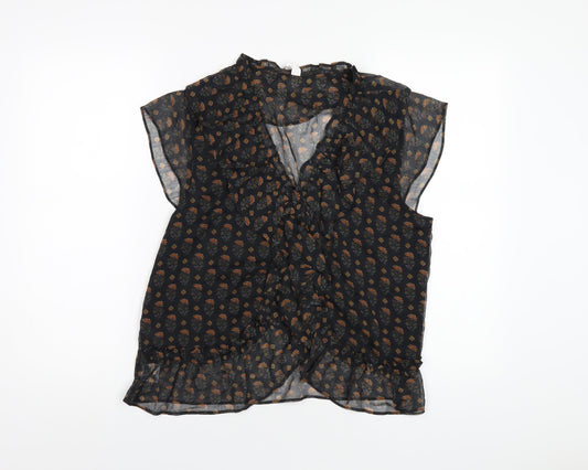 Womens UK Size M Mango Black Basic Blouse