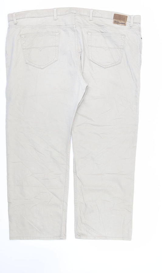 Blue Harbour Mens Beige Cotton Straight Jeans Size 50 in L29 in Regular Zip