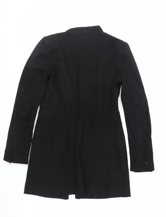 Zara Womens Black Overcoat Coat Size M Hook & Eye