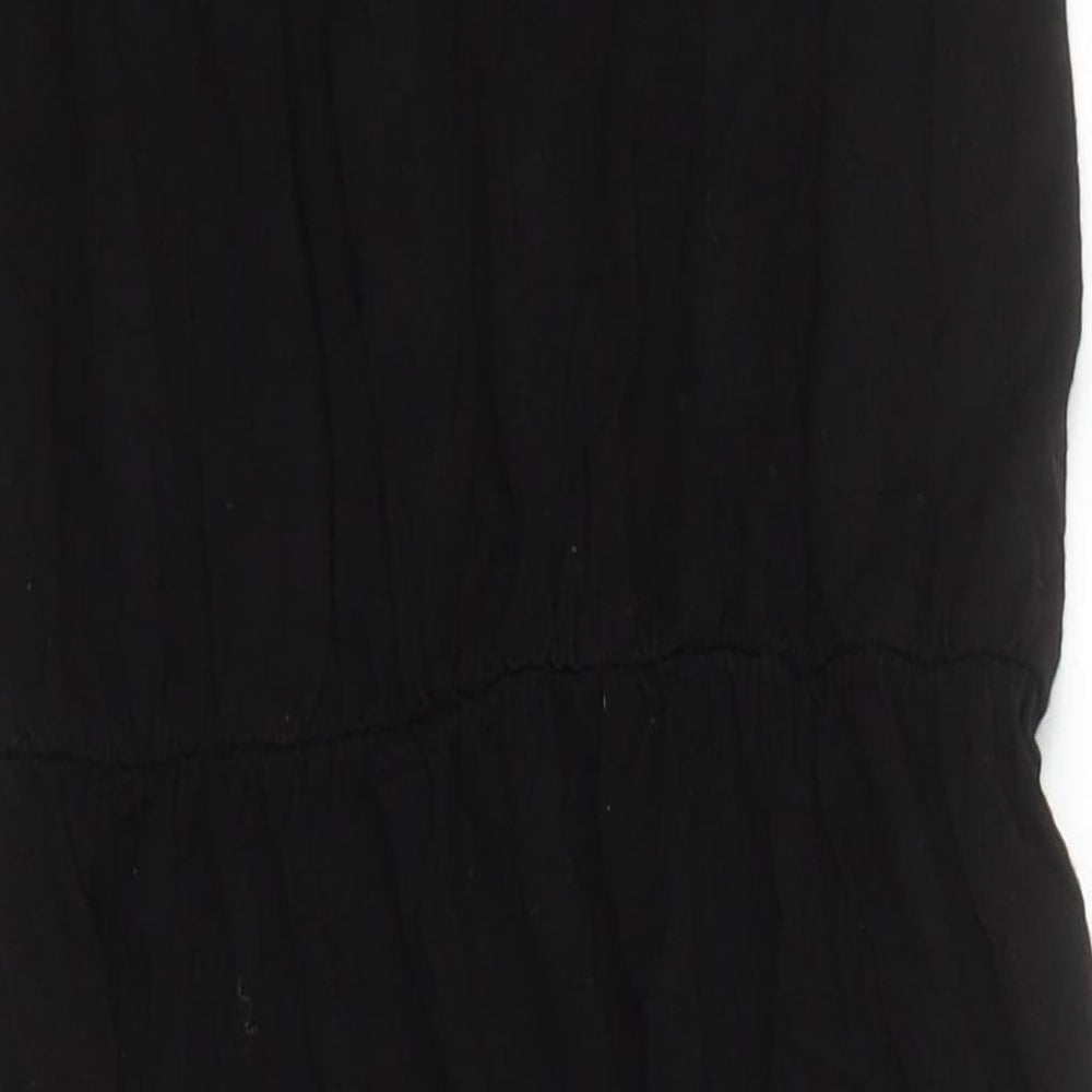 Oasis Womens Black Viscose T-Shirt Dress Size XS Boat Neck Button