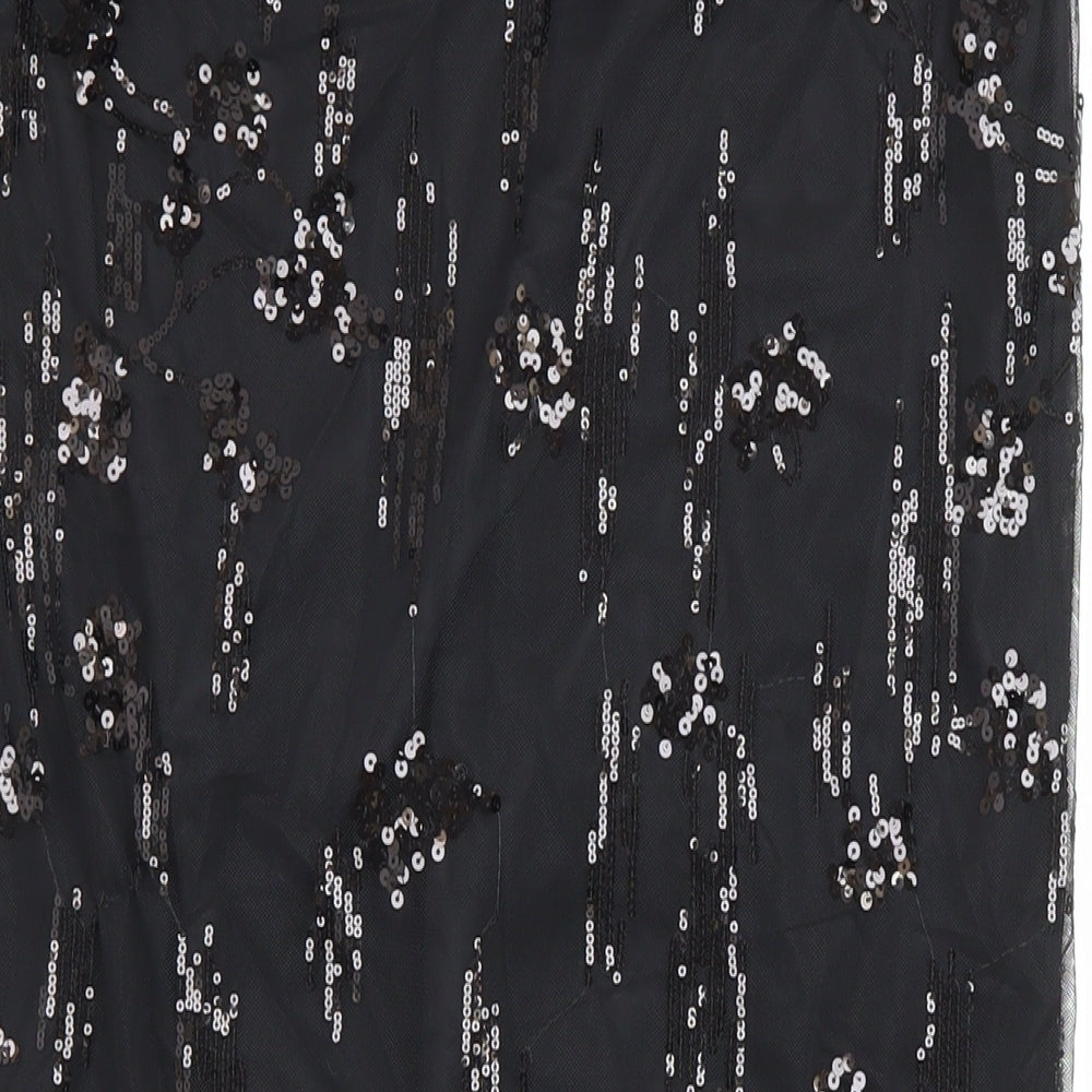 M&S Womens Black Polyester Straight & Pencil Skirt Size 8 - Elastic Waist