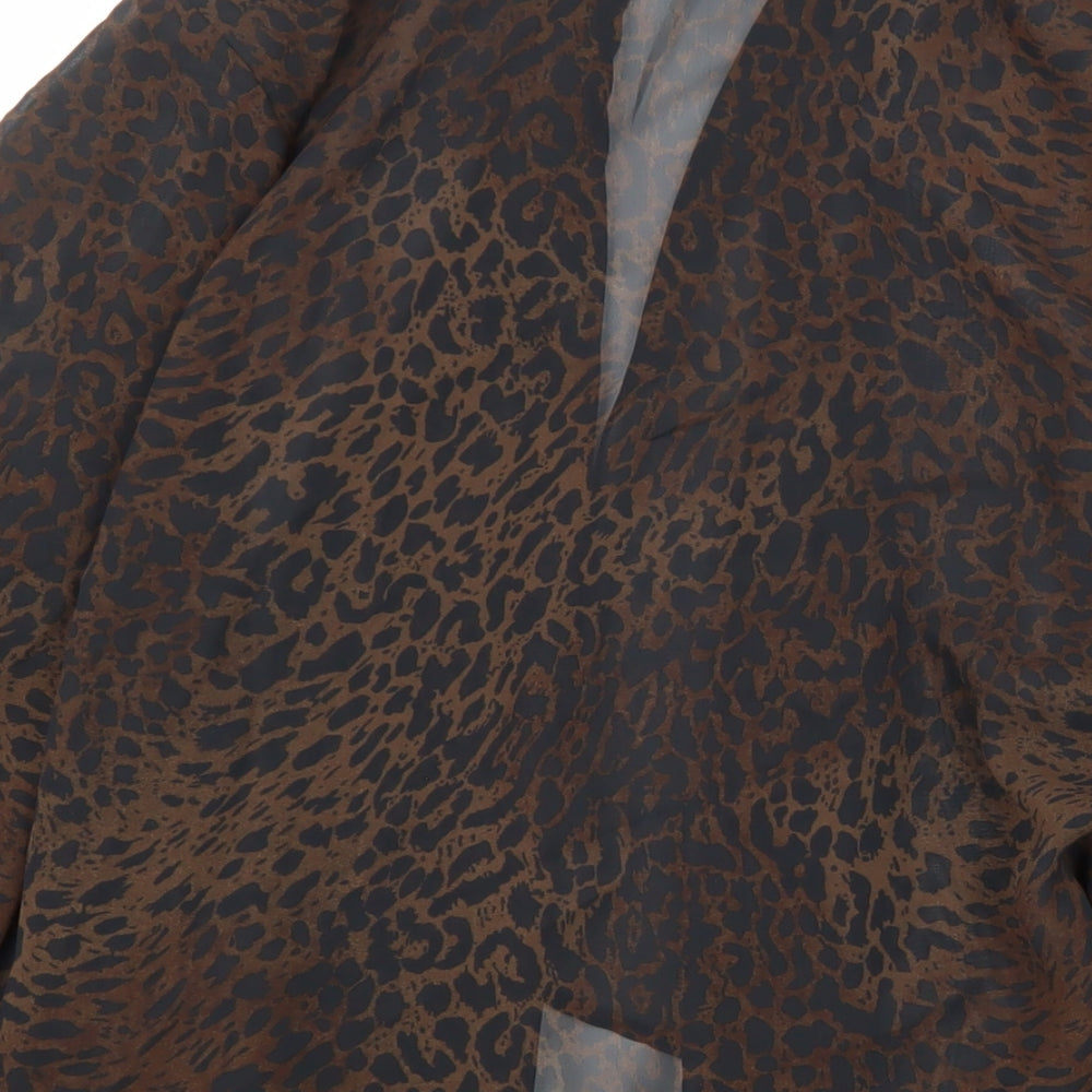 Brand and care label for Roman Originals women’s multicoloured v-neck animal print polyester wrap jumper, size UK 18