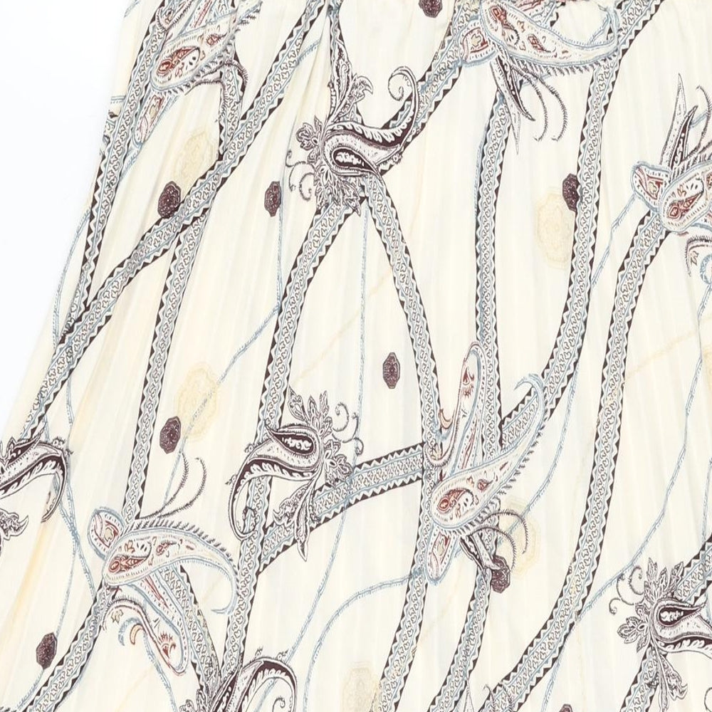 H&M Womens Ivory Geometric Polyester Swing Skirt Size 12